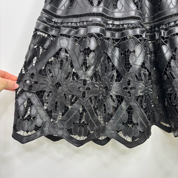 Anthropologie The Somerset Maxi Dress: Faux Leather Embroidered Edition Black S - Picture 7 of 15